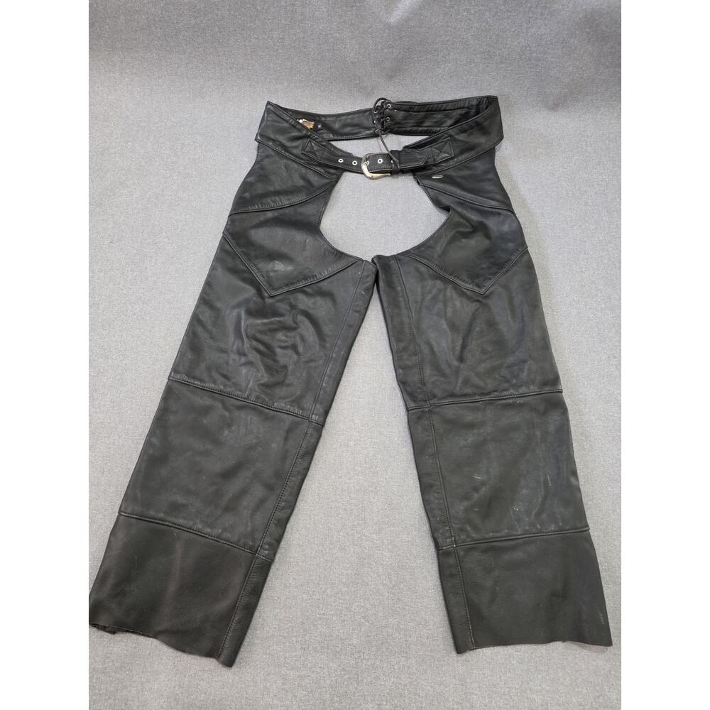 Vintage Harley Davidson Leather Mens Chaps Black Size XLarge